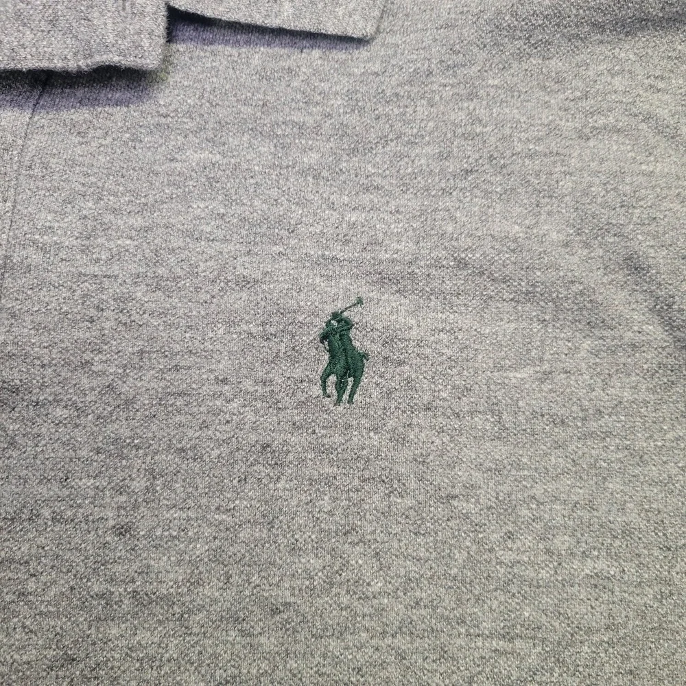 Polo Ralph Lauren Mens Gray Long Sleeve Polo Shirt Cotton Pony‎ Logo Size L